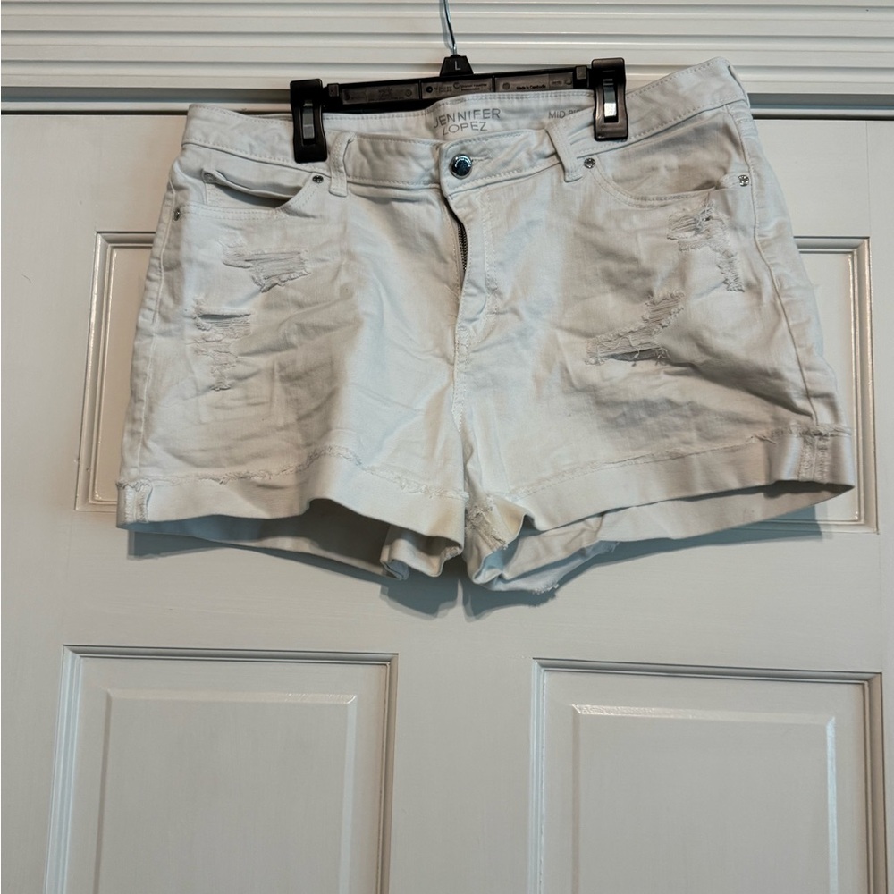 Jennifer Lopez White Jean Shorts High-Waisted
